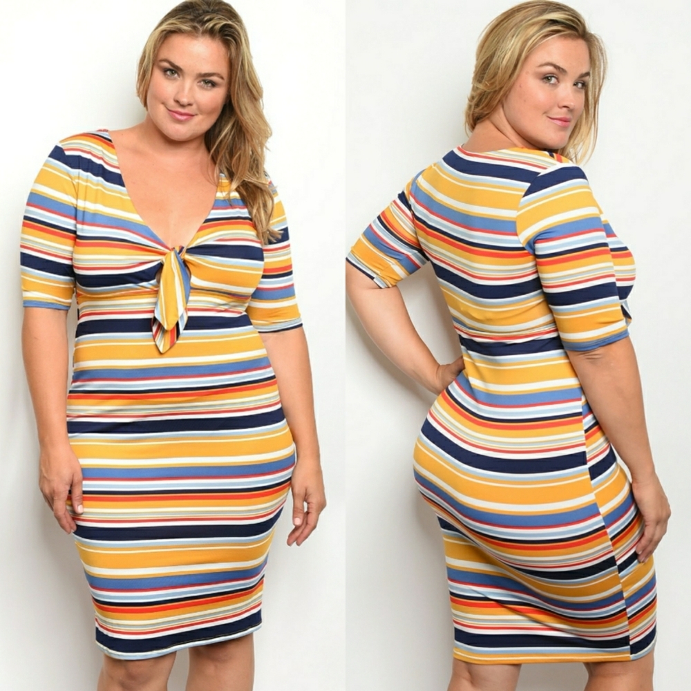 Striped Knee length Dress